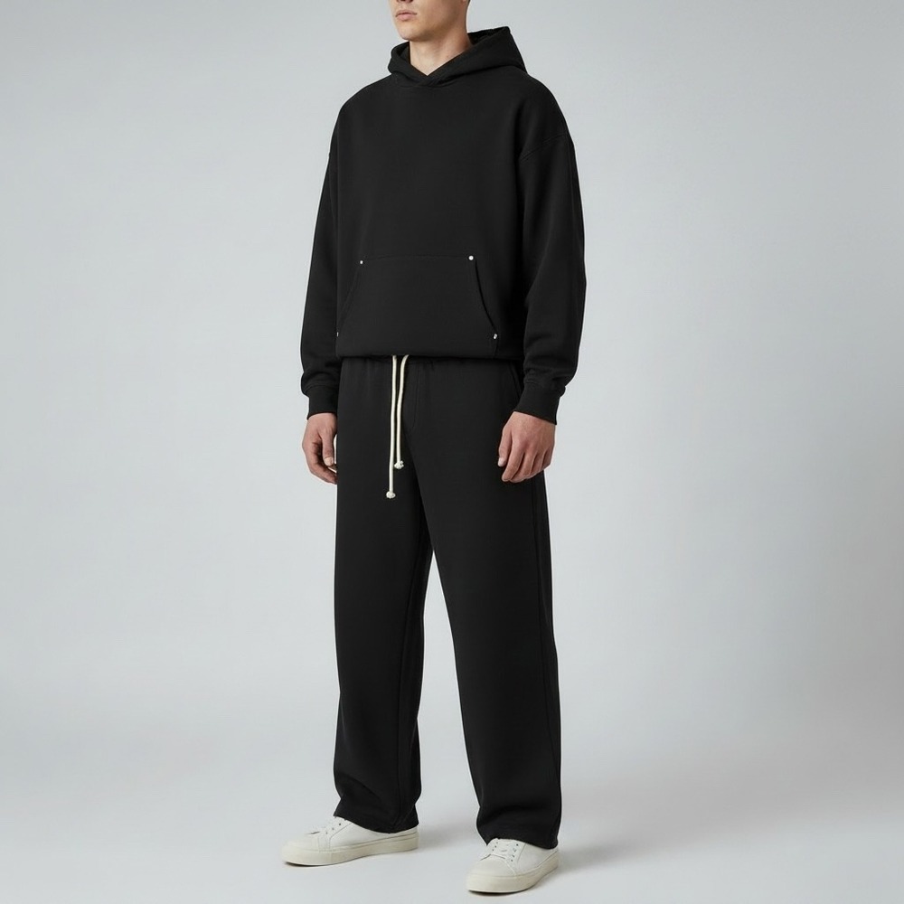 KROST Mens Black Fleece 5-Pocket Sweatpants Drawstring Joggers Size M NEW